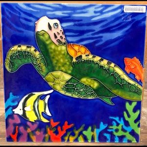 11.75x11.75 Muddy Waters Turtle Decorative Artwork on Tile
